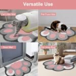 Cat Litter Mat Trapper, 35" x 24" Extra Large Kitty Litter Mat, Waterproof & Non-Slip Spaghetti Litter Box Mat for Litter Tray and Pet Food Bowl, Easy to Clean, Paw Shape, Pink & Gray - Image 8