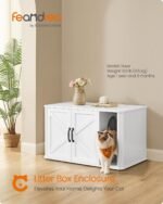 Feandrea Litter Box Enclosure, Modern Cat Litter Box Furniture Hidden, Front Entry, Double Doors, Handles, Cat House, Side End Table, 33.5 x 19 x 19.5 Inches, Cloud White UPCL012W01 - Image 3