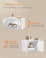 Feandrea Litter Box Enclosure, Modern Cat Litter Box Furniture Hidden, Front Entry, Double Doors, Handles, Cat House, Side End Table, 33.5 x 19 x 19.5 Inches, Cloud White UPCL012W01 - Image 4