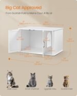 Feandrea Litter Box Enclosure, Modern Cat Litter Box Furniture Hidden, Front Entry, Double Doors, Handles, Cat House, Side End Table, 33.5 x 19 x 19.5 Inches, Cloud White UPCL012W01 - Image 6