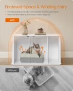 Feandrea Litter Box Enclosure, Modern Cat Litter Box Furniture Hidden, Front Entry, Double Doors, Handles, Cat House, Side End Table, 33.5 x 19 x 19.5 Inches, Cloud White UPCL012W01 - Image 7