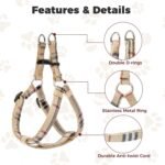 BINGPET Dog Harness Collar Leash Set,Adjustable No Pull Escape Proof Small Dog Harness,Classic Plaid Puppy Harness and Leash Set for Small Medium Large Dogs Training Easy Walk Running(Beige,S) - Image 4