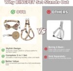 BINGPET Dog Harness Collar Leash Set,Adjustable No Pull Escape Proof Small Dog Harness,Classic Plaid Puppy Harness and Leash Set for Small Medium Large Dogs Training Easy Walk Running(Beige,S) - Image 8