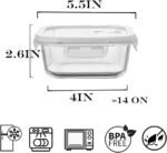 16oz Square Glass Meal Prep Containers with Lids, 2 Cup Square Food Storage Containers BPA free, Heat-Resistant BPA-Free Small Food Bowls, Microwave, Dishwasher, Freezer Safe (4 Pack) - Image 3