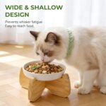 Raised Cat Bowl, 6.3'' Wide Shallow Elevated Cat Food Bowl, Ceramic Anti Vomit Pet Feeder with Stand, Anti Whisker Fatigue Neck Protective Feeding Dish for Kittens & Seniors (1 Pack) - Image 4