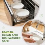 Raised Cat Bowl, 6.3'' Wide Shallow Elevated Cat Food Bowl, Ceramic Anti Vomit Pet Feeder with Stand, Anti Whisker Fatigue Neck Protective Feeding Dish for Kittens & Seniors (1 Pack) - Image 7