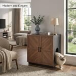 unipaws Cat Litter Box Enclosure with Shelves, Tall Hidden Litter Box Cover for Tall or Top Entry Litter Box, Kitty Enclosed Litter Box Cabinet, Cat Box Furniture - Image 3