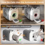 automatic cats self groomer 360° Surround Skin Friendly cat grooming supplies Cat Brushes with biomimetic cat tongue brush Include And Smart feeder For Long or Short Haired - Image 6