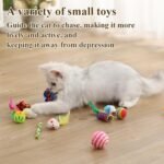 17 Pack Cat Toys Interactive for Indoor Cats Kitten Toy Fun Roller 3 Level Cat Teaser Ball Toys with Cat Feather Wand - Image 5