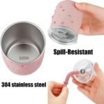 PandaEar Stainless Steel Baby Feeding Set | 2 Divided Suction Plates, 2 Spill-Proof Straw Cups with Silicone Sleeves, 2 Forks & 2 Spoons | Toddler Utensils for Baby Led Weaning, BPA-Free - Image 5