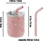 PandaEar Stainless Steel Baby Feeding Set | 2 Divided Suction Plates, 2 Spill-Proof Straw Cups with Silicone Sleeves, 2 Forks & 2 Spoons | Toddler Utensils for Baby Led Weaning, BPA-Free - Image 8