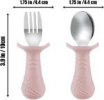 PandaEar Stainless Steel Baby Feeding Set | 2 Divided Suction Plates, 2 Spill-Proof Straw Cups with Silicone Sleeves, 2 Forks & 2 Spoons | Toddler Utensils for Baby Led Weaning, BPA-Free - Image 9