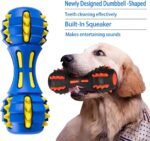 AUSCAT Teething Dog Toys, Durable Squeaky Dog Toys, Rubber Chew Toys for Dogs, Dumbbell Shape, Blue and Black - Image 3