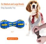 AUSCAT Teething Dog Toys, Durable Squeaky Dog Toys, Rubber Chew Toys for Dogs, Dumbbell Shape, Blue and Black - Image 4