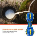 AUSCAT Teething Dog Toys, Durable Squeaky Dog Toys, Rubber Chew Toys for Dogs, Dumbbell Shape, Blue and Black - Image 5