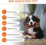 AUSCAT Teething Dog Toys, Durable Squeaky Dog Toys, Rubber Chew Toys for Dogs, Dumbbell Shape, Blue and Black - Image 6