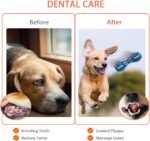 AUSCAT Teething Dog Toys, Durable Squeaky Dog Toys, Rubber Chew Toys for Dogs, Dumbbell Shape, Blue and Black - Image 7