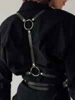 Leather Harness for Women Fashion Goth Chest Pu Black Harness Top Body Punk Belt Adjustable Waist Belts Rave Cosplay Halloween Accessories(Fits Waist 25-30in) - Image 3