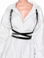 Leather Harness for Women Fashion Goth Chest Pu Black Harness Top Body Punk Belt Adjustable Waist Belts Rave Cosplay Halloween Accessories(Fits Waist 25-30in) - Image 4