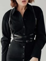 Leather Harness for Women Fashion Goth Chest Pu Black Harness Top Body Punk Belt Adjustable Waist Belts Rave Cosplay Halloween Accessories(Fits Waist 25-30in) - Image 5