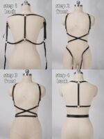 Leather Harness for Women Fashion Goth Chest Pu Black Harness Top Body Punk Belt Adjustable Waist Belts Rave Cosplay Halloween Accessories(Fits Waist 25-30in) - Image 7