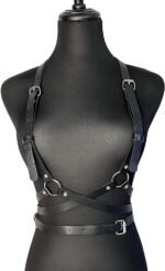 Leather Harness for Women Fashion Goth Chest Pu Black Harness Top Body Punk Belt Adjustable Waist Belts Rave Cosplay Halloween Accessories(Fits Waist 25-30in) - Image 8