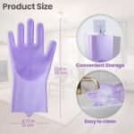 DELOMO Pet Grooming Gloves 1 Pair: Soft and Gentle Silicone Dog Washing Gloves - Bathing Scrubber Brush Mitt Grooming Shedding Fur Removal Massage for Dogs/Cats/Horse, Purple - Image 7