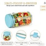 Portable Salad Jar with Side Opening, with Dressing Cup – Leak-Resistant Container for Lunch, Work, Travel & Office Food Prep, On The Go Salad Jar for Adults, 5 Colors, Camping & Picnic (Pink) - Image 5