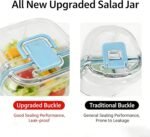 Portable Salad Jar with Side Opening, with Dressing Cup – Leak-Resistant Container for Lunch, Work, Travel & Office Food Prep, On The Go Salad Jar for Adults, 5 Colors, Camping & Picnic (Pink) - Image 7