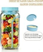 Portable Salad Jar with Side Opening, with Dressing Cup – Leak-Resistant Container for Lunch, Work, Travel & Office Food Prep, On The Go Salad Jar for Adults, 5 Colors, Camping & Picnic (Pink) - Image 8