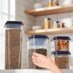 Cat Food and Treats Containers Set,Airtight Cat Food Containers for Dry Food Biscuit 5 Lbs+1.5 Lbs,Pet Food Storage Container Buckle Lid Portable Dispenser,BPA Free Plastic - Image 5