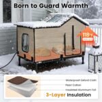 Heated Cat House for Outside in Winter, Weatherproof & Insulated Large Cat Shelter with Heated Cat Bed and 2 Safe Escape Doors for Multiple Stray/Feral Cats(Wood-Grain, 27.6"x19.3"x21.3") - Image 3