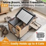 Heated Cat House for Outside in Winter, Weatherproof & Insulated Large Cat Shelter with Heated Cat Bed and 2 Safe Escape Doors for Multiple Stray/Feral Cats(Wood-Grain, 27.6"x19.3"x21.3") - Image 6