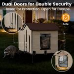 Heated Cat House for Outside in Winter, Weatherproof & Insulated Large Cat Shelter with Heated Cat Bed and 2 Safe Escape Doors for Multiple Stray/Feral Cats(Wood-Grain, 27.6"x19.3"x21.3") - Image 7