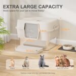 Stainless Steel Litter Box with Lid, XL Extra Large Litter Box for Big Cats, Enclosed Metal Litterboxes High Sided with Handles, Easy Cleaning Anti-Urine Leakage, Mat & Filter Pedal & Scoop, Beige - Image 3