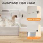 Stainless Steel Litter Box with Lid, XL Extra Large Litter Box for Big Cats, Enclosed Metal Litterboxes High Sided with Handles, Easy Cleaning Anti-Urine Leakage, Mat & Filter Pedal & Scoop, Beige - Image 4