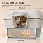 Stainless Steel Litter Box with Lid, XL Extra Large Litter Box for Big Cats, Enclosed Metal Litterboxes High Sided with Handles, Easy Cleaning Anti-Urine Leakage, Mat & Filter Pedal & Scoop, Beige - Image 5