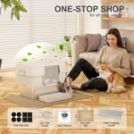 Stainless Steel Litter Box with Lid, XL Extra Large Litter Box for Big Cats, Enclosed Metal Litterboxes High Sided with Handles, Easy Cleaning Anti-Urine Leakage, Mat & Filter Pedal & Scoop, Beige - Image 9