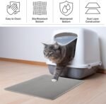 Cat Litter Mat - 24x15-Inch Waterproof Litter Box Mat with Dual-Layer Honeycomb Design for Trapping Litter - Slip-Resistant Cat Mat by PETMAKER (Gray) - Image 5
