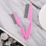 2 Packs 2 in 1 Pet Hair Comb - Multifunctional Flea and Tear Stain Removal Cat and Dog Comb for Grooming and Dehairing Face and Paws (Pink) - Image 5