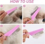 2 Packs 2 in 1 Pet Hair Comb - Multifunctional Flea and Tear Stain Removal Cat and Dog Comb for Grooming and Dehairing Face and Paws (Pink) - Image 6
