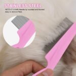 2 Packs 2 in 1 Pet Hair Comb - Multifunctional Flea and Tear Stain Removal Cat and Dog Comb for Grooming and Dehairing Face and Paws (Pink) - Image 7