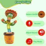 Ayeboovi Dancing Talking Cactus Toys for Boys and Girls, Adjustable Volume Cactus Baby Toys Singing Record Repeating What You Say, with 120 English Songs for Kids Toddler Gift - Image 7