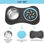 Oillase Slow Feeder Dog Bowls 3 in 1 Stainless Steel Food and Water Bowls with Non-Spill and Skid Silicone Mat to Slow Down Eating for Large Medium Small Breed Size Dogs and Cats - Image 4