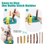 Dog Bully Stick Holder & Adjustable Treat Dispensing Ball, 2-in-1 Interactive Puzzle Feeder for Small/Medium/Large Dogs, Chew-Safe Slow Feeder Toy with Bone Lock, Enrichment to Keep Them Busy(Green) - Image 6