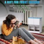 Automatic Cat Feeder Outdoor Dog Dry Food Dispenser Gravity Cat Feeder Pet Feeder for 2 Cats, 42cups/10L Dual (10L) - Image 8