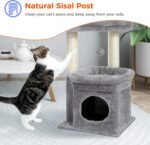 PAWZ Road Cat Tree, Multi-Level Cat Tower with Sisal-Covered Scratching Post, Cozy Cat Condo Soft Cat Perch and Plush Pompom for Indoor Cats, Grey - Image 7