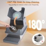 Ownpets Stainless Steel Cat Litter Box –180°Flip Lid for Easy Cleaning, One-Click Personalized Design, Advanced Odor Control, XL Capacity, 16'' High - Image 4