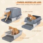 Ownpets Stainless Steel Cat Litter Box –180°Flip Lid for Easy Cleaning, One-Click Personalized Design, Advanced Odor Control, XL Capacity, 16'' High - Image 5