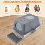 Ownpets Stainless Steel Cat Litter Box –180°Flip Lid for Easy Cleaning, One-Click Personalized Design, Advanced Odor Control, XL Capacity, 16'' High - Image 6